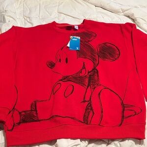 Disney Red Crewneck Mickey Mouse Sweater
